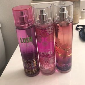 3 bath and body body mists.